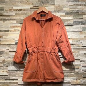 MINKPINK M Romper Jumpsuit | Burnt Orange Rust Fall Utility One Piece, Pockets